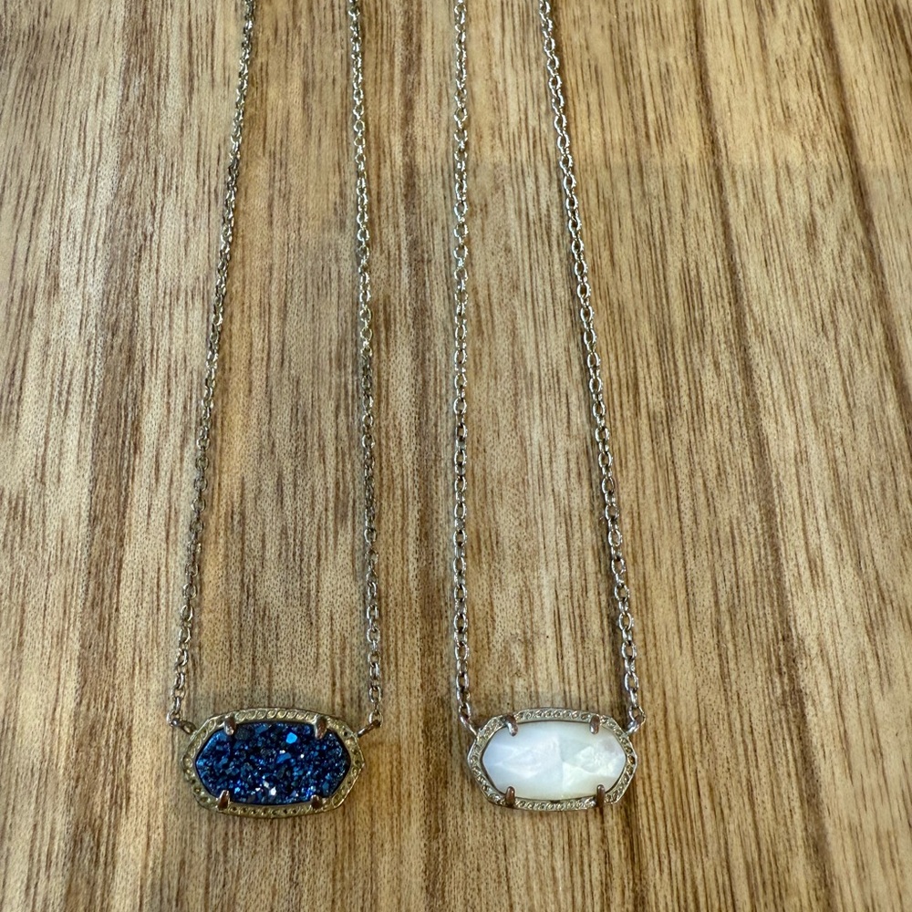 Set of two Kendra Scott Necklaces (sparkly navy and cream mother of pearl)